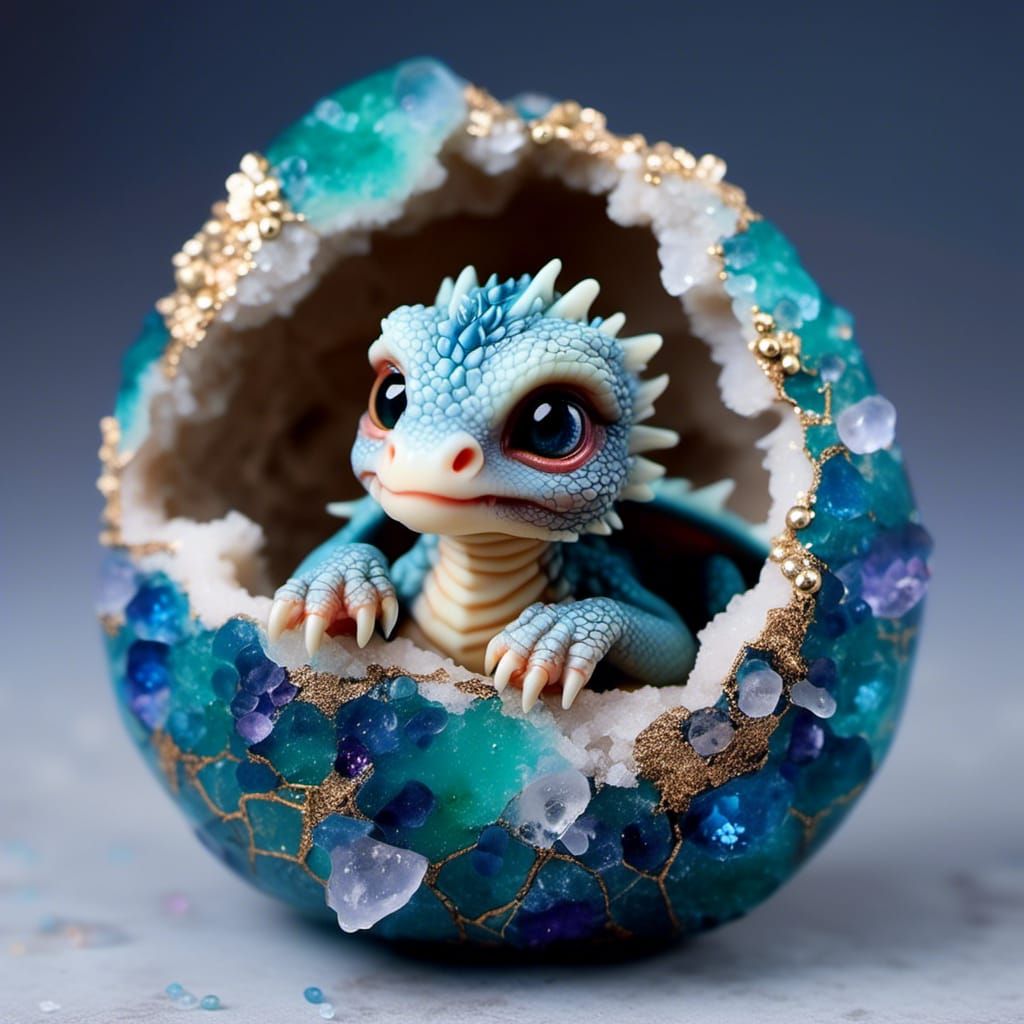 Dragon Hatchling in Geode