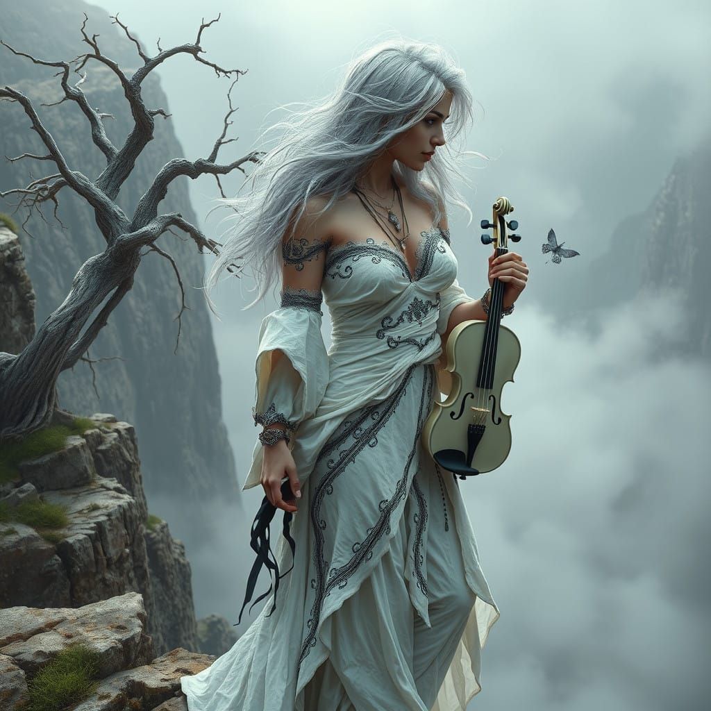 Romantic Ethereal Woman in Mystical Landscape