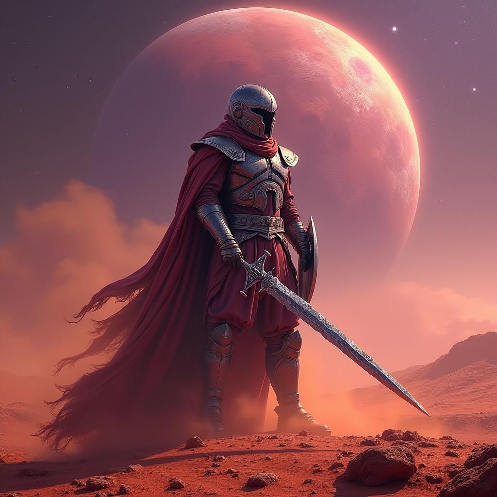 Warrior Mars on the Red Planet in Sci-Fi Style