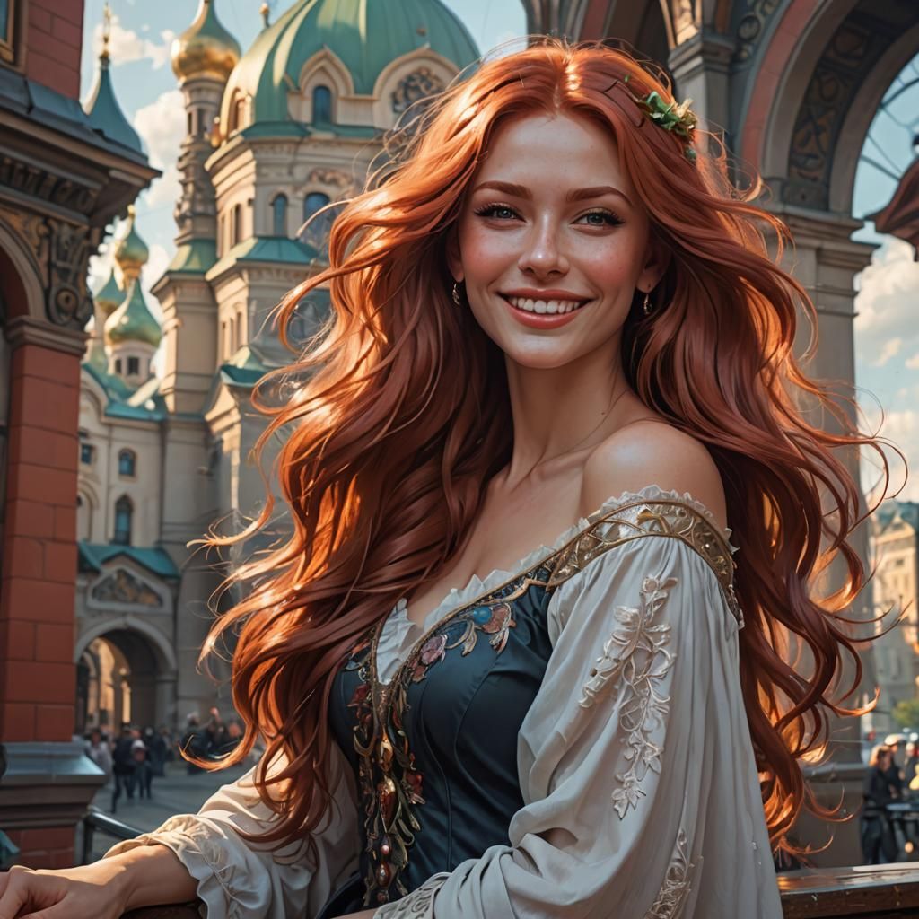 Stunning Portrait of a Redhead in Art Nouveau Style