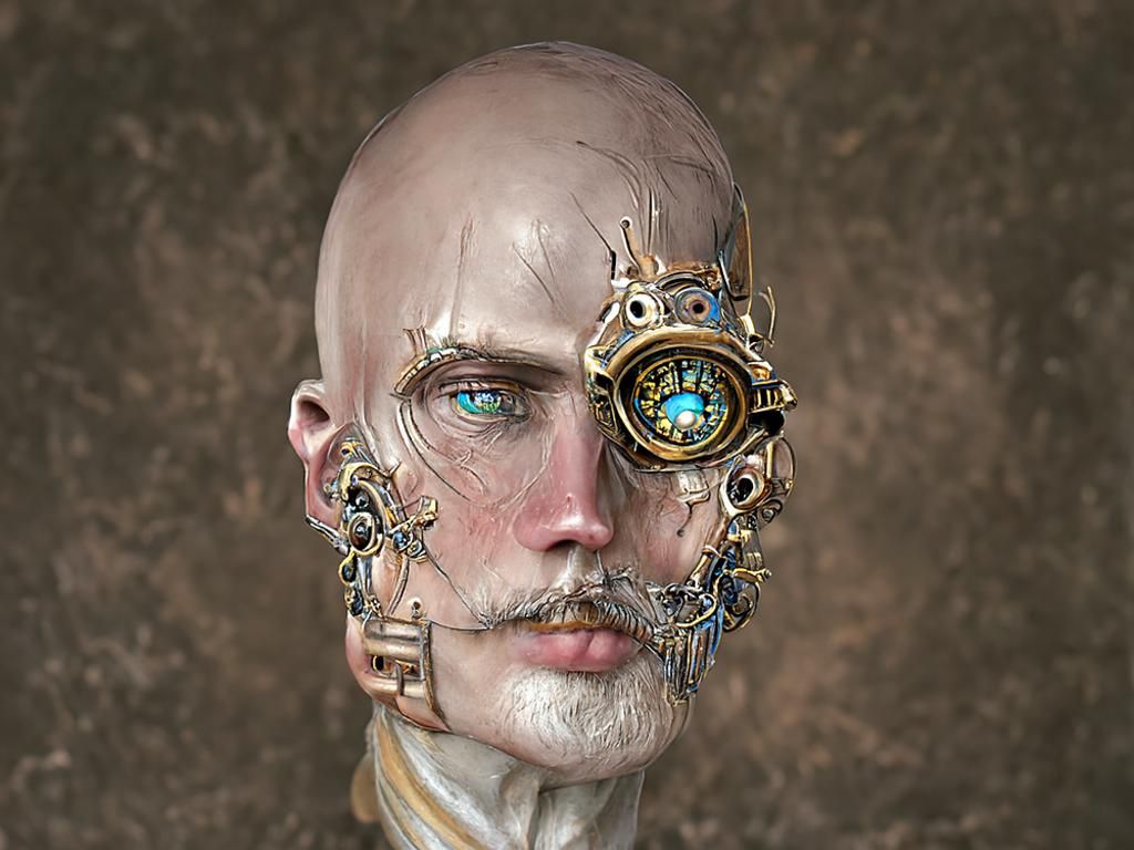 Steampunk Clockwork Man Portrait in Victorian Style