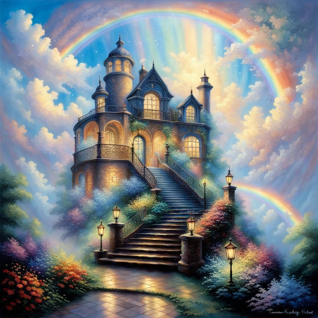 Wrought Iron Stairway to Rainbow Sky