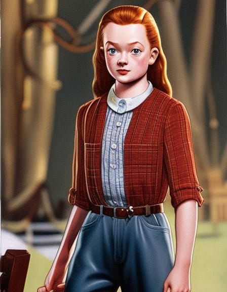 Sadie Sink Concept Art in Comic Book Style