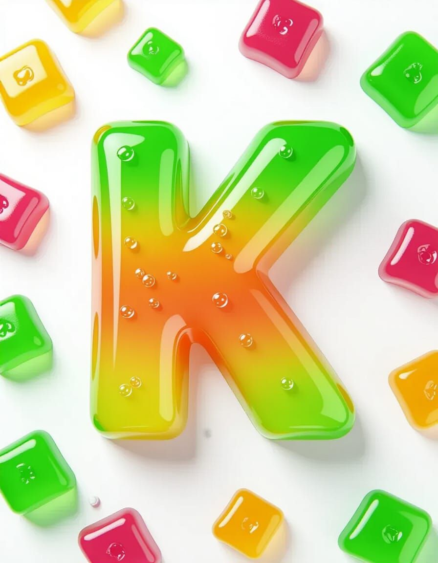 Glossy Candy Letter K 3D Render