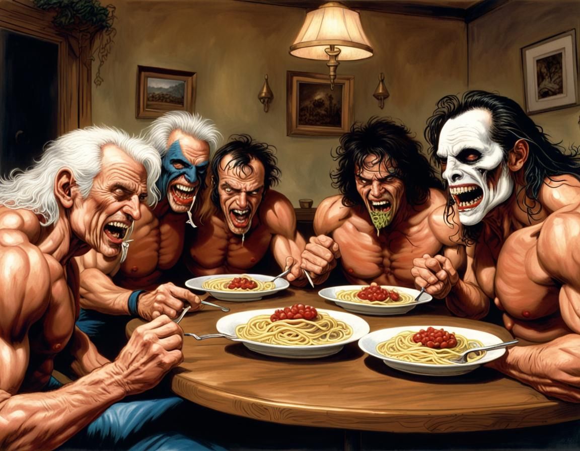 The Whole Wrestling Team Is Eating Grandma's Spaghetti