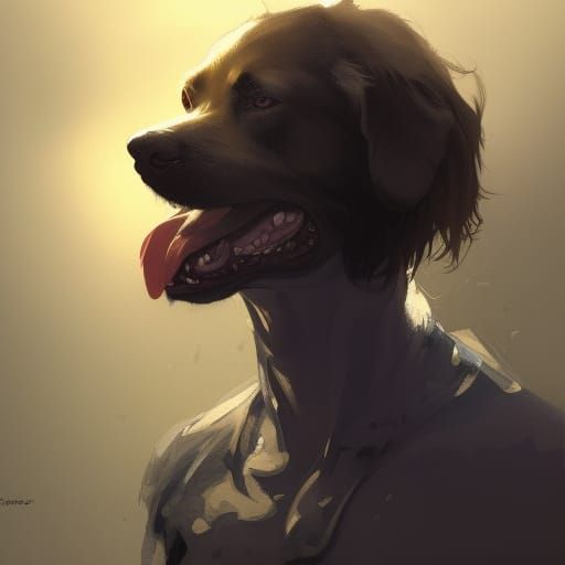 Boy and Dog Portrait in Hyperdetailed Digital Art