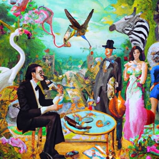 Surreal Decadent Party in Tropical Garden