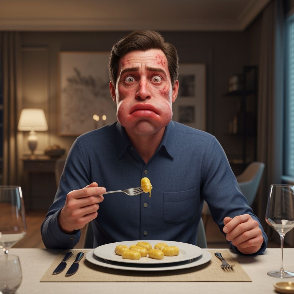 Man's Allergic Reaction to Gnocchi at Dinner