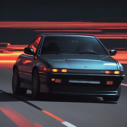 Abstract Expressionist Car Journey at Night