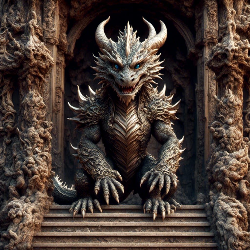 <lora:Unique creatures:1.0> <lora:Precious:1.0> <lora:Back to Cute:1.0> <lora:Dragon Fantasy:1.0> Dragon man standing on...