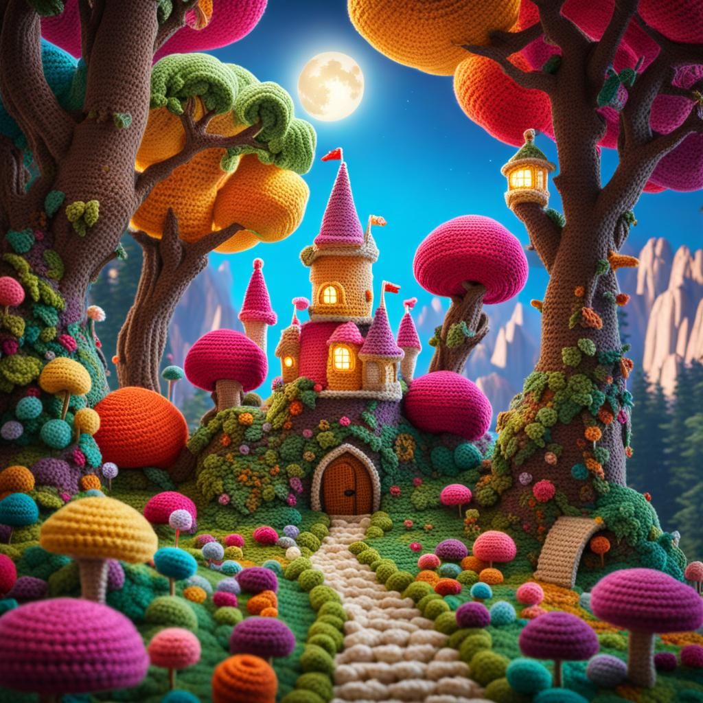Crochet Fairy Castle and Landscape Masterpiece
