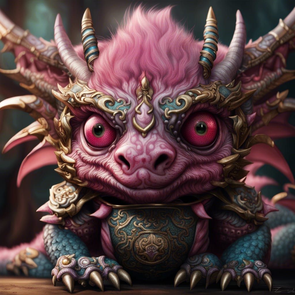 Fierce Furry Monster Dragon in Detailed Digital Art