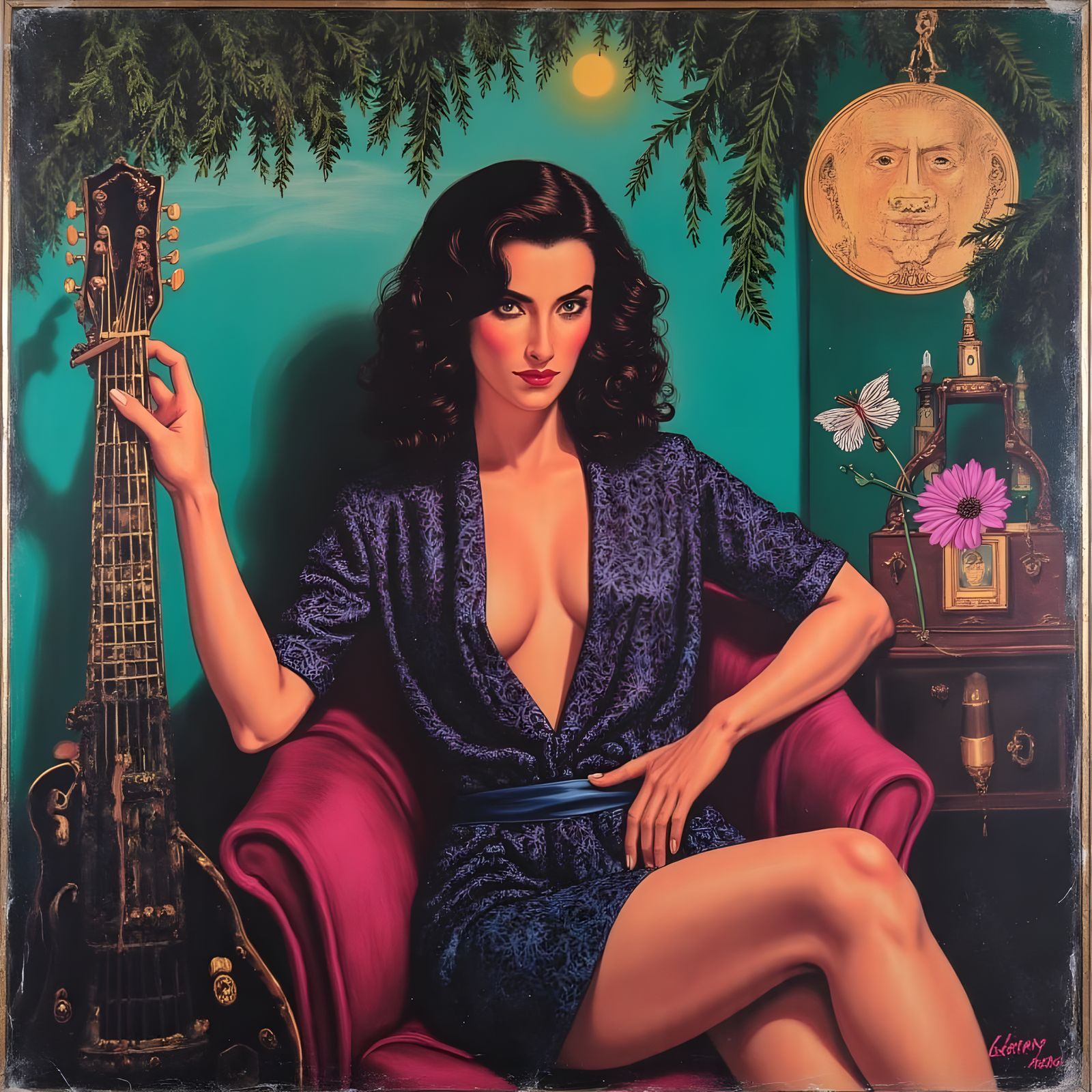 Seductive Brunette Siren in a 3D Hyperrealist Setting