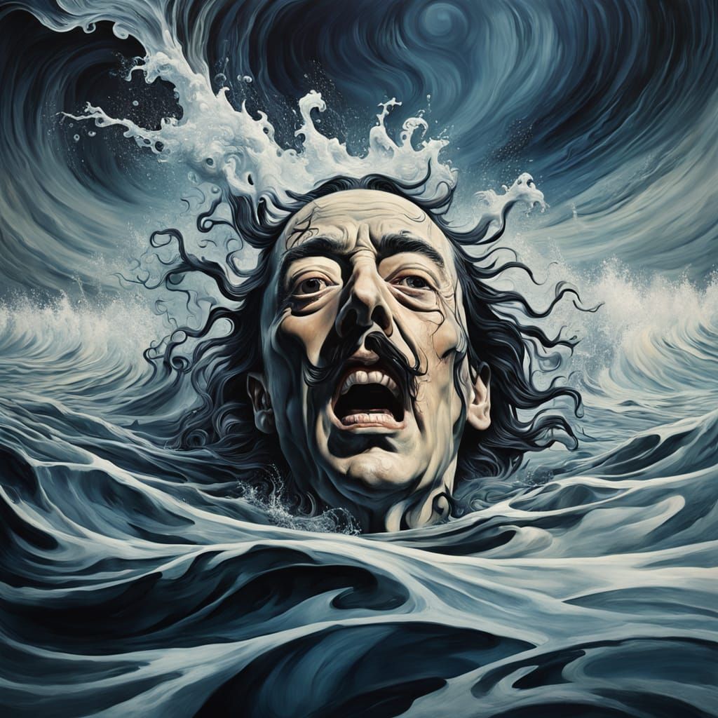 Surreal Struggle in Water, Dali Inspired