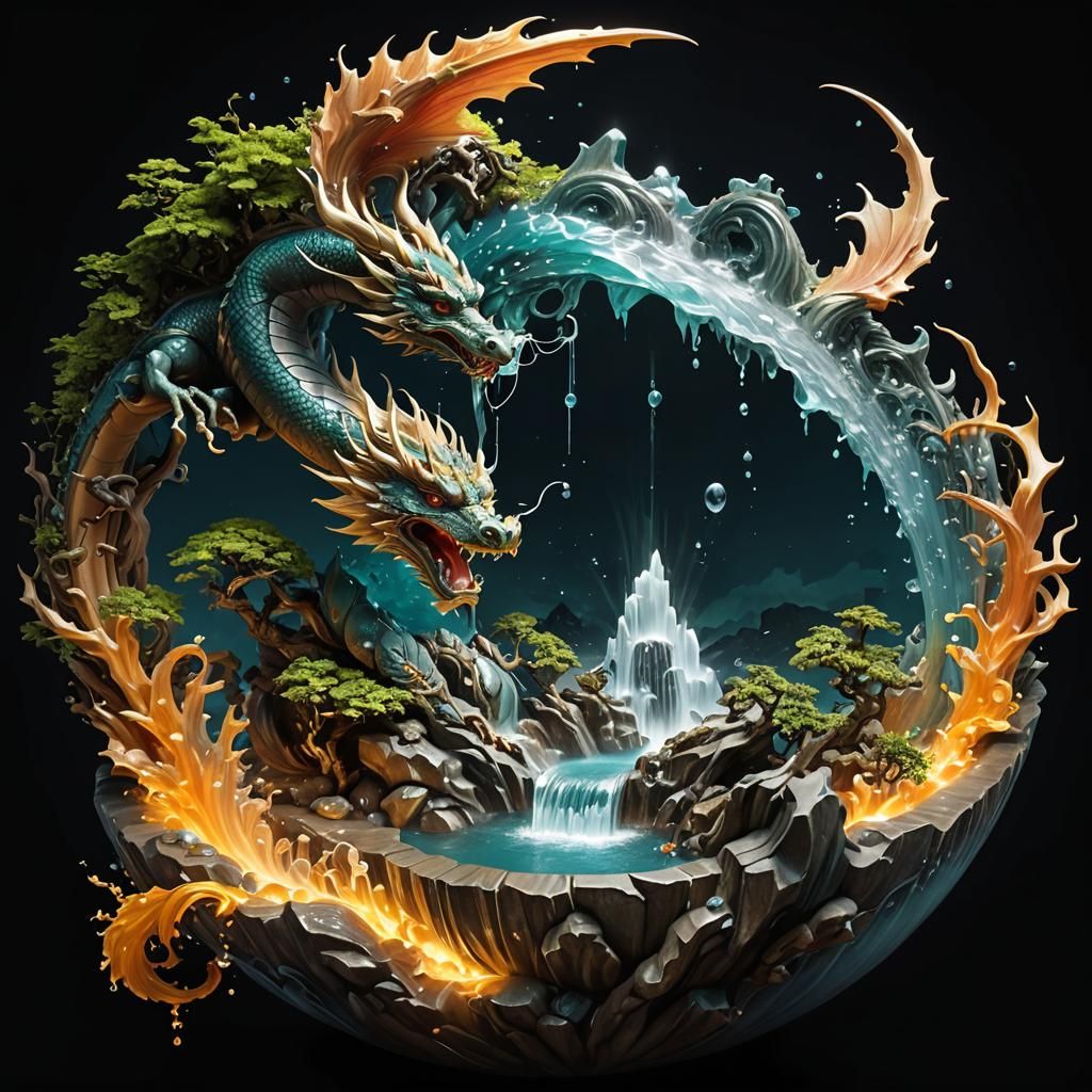 Crystal Dragon Bonsai Fountain with Splashing Water