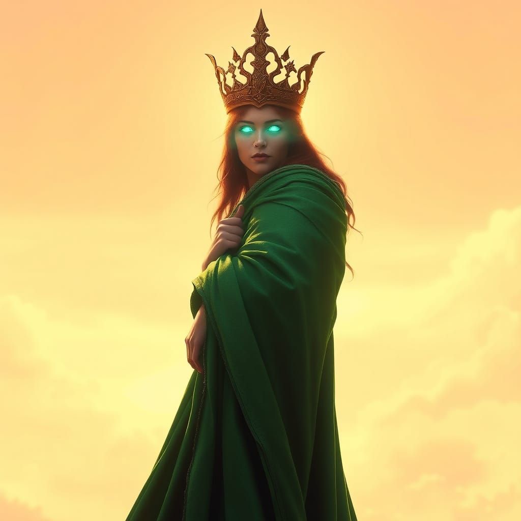 Majestic Green Figure in Hopeful Serenity