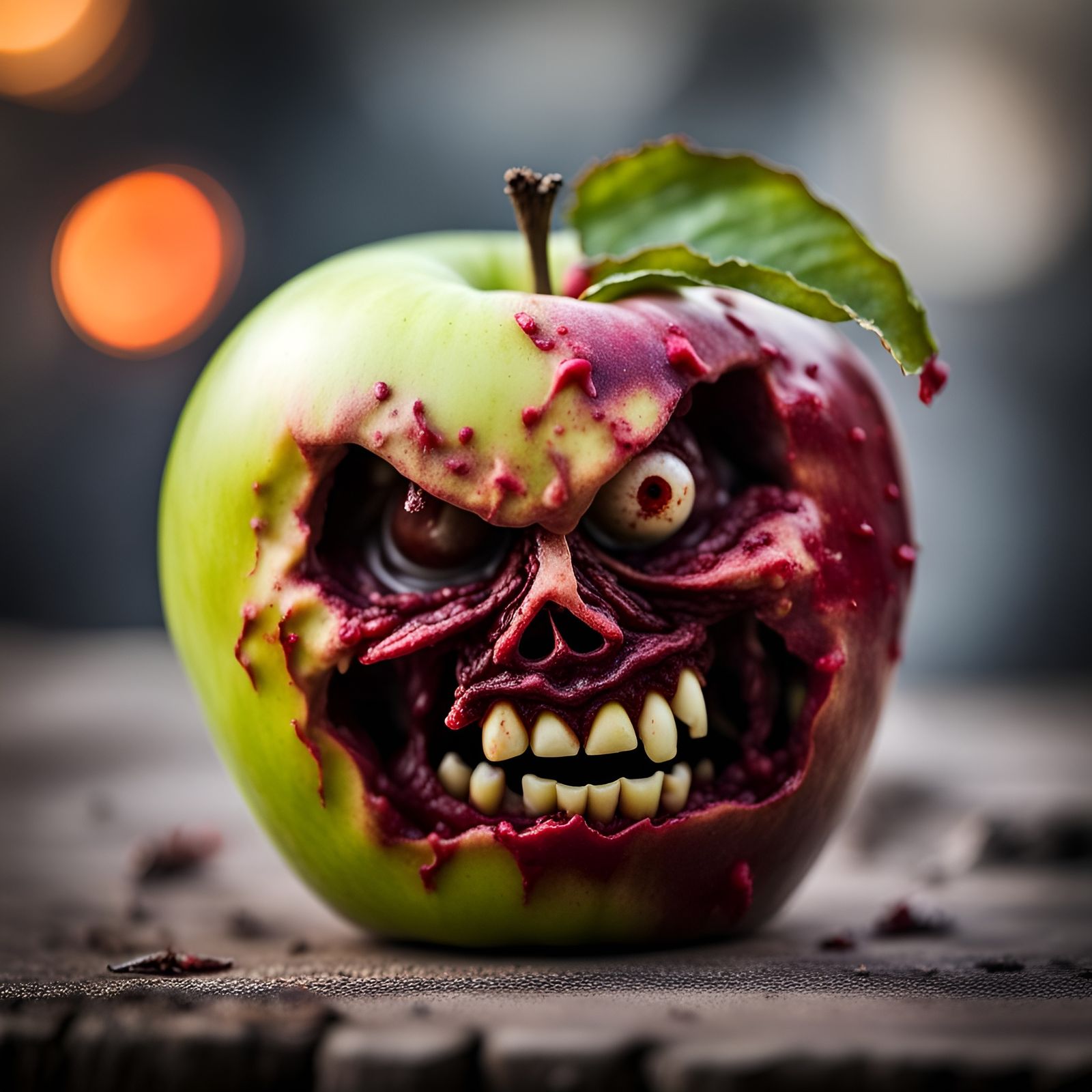 Gory Zombie Apple for Halloween: Professional Photo