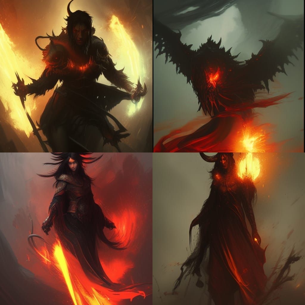 Tiefling Sorcerer Conjuring Fireball: Dark Fantasy Art