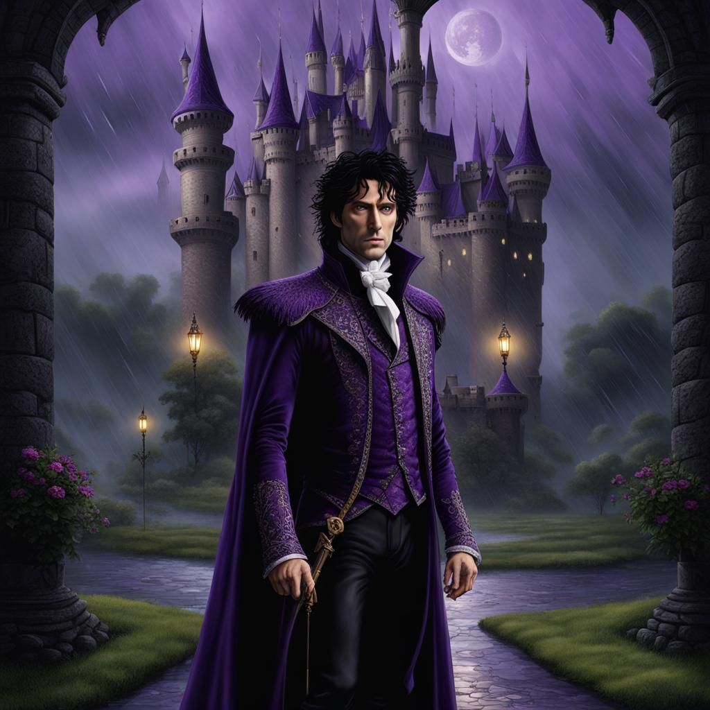 Fairy Tale Prince in Purple Rain, Gothic Style