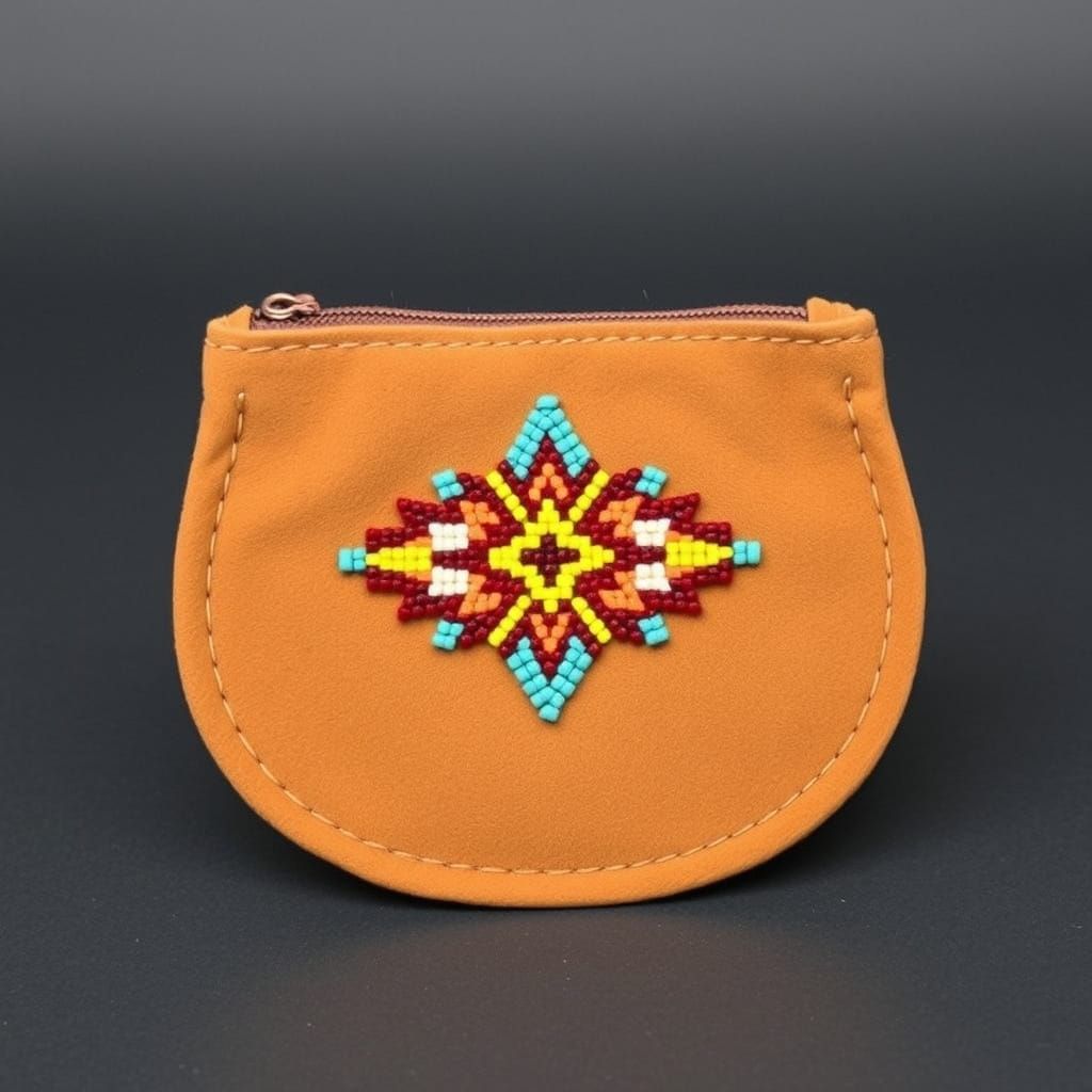 Native American Beaded Suede Pouch