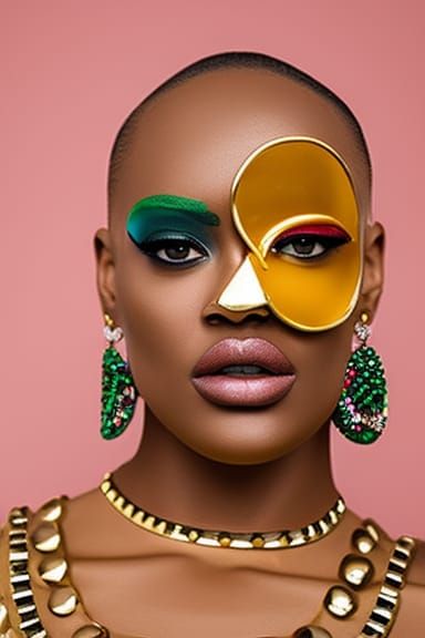 Blonde Woman Portrait with Triadic Colors and Mayonnaise