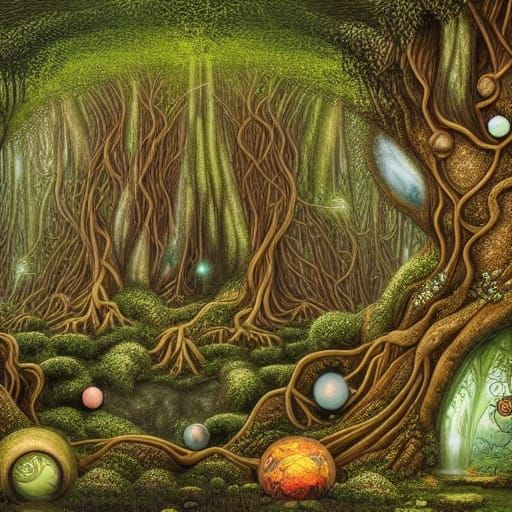 Enchanted Forest Goddess in Art Nouveau Style