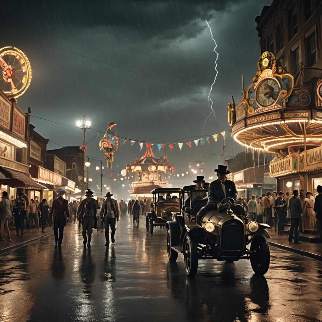 Time Traveler's Carnival: Cinematic Film Still