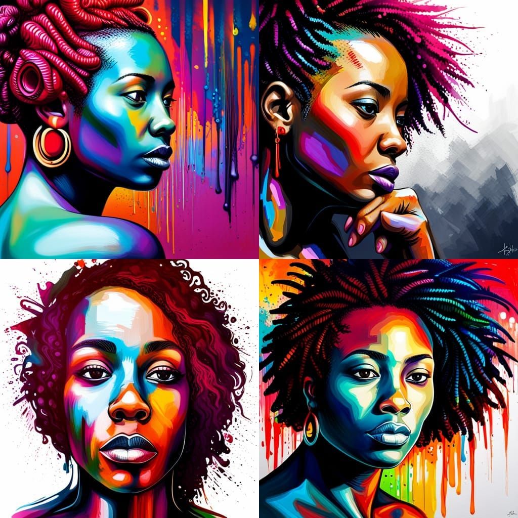 Colorful Graffiti Art Portrait of Black Woman