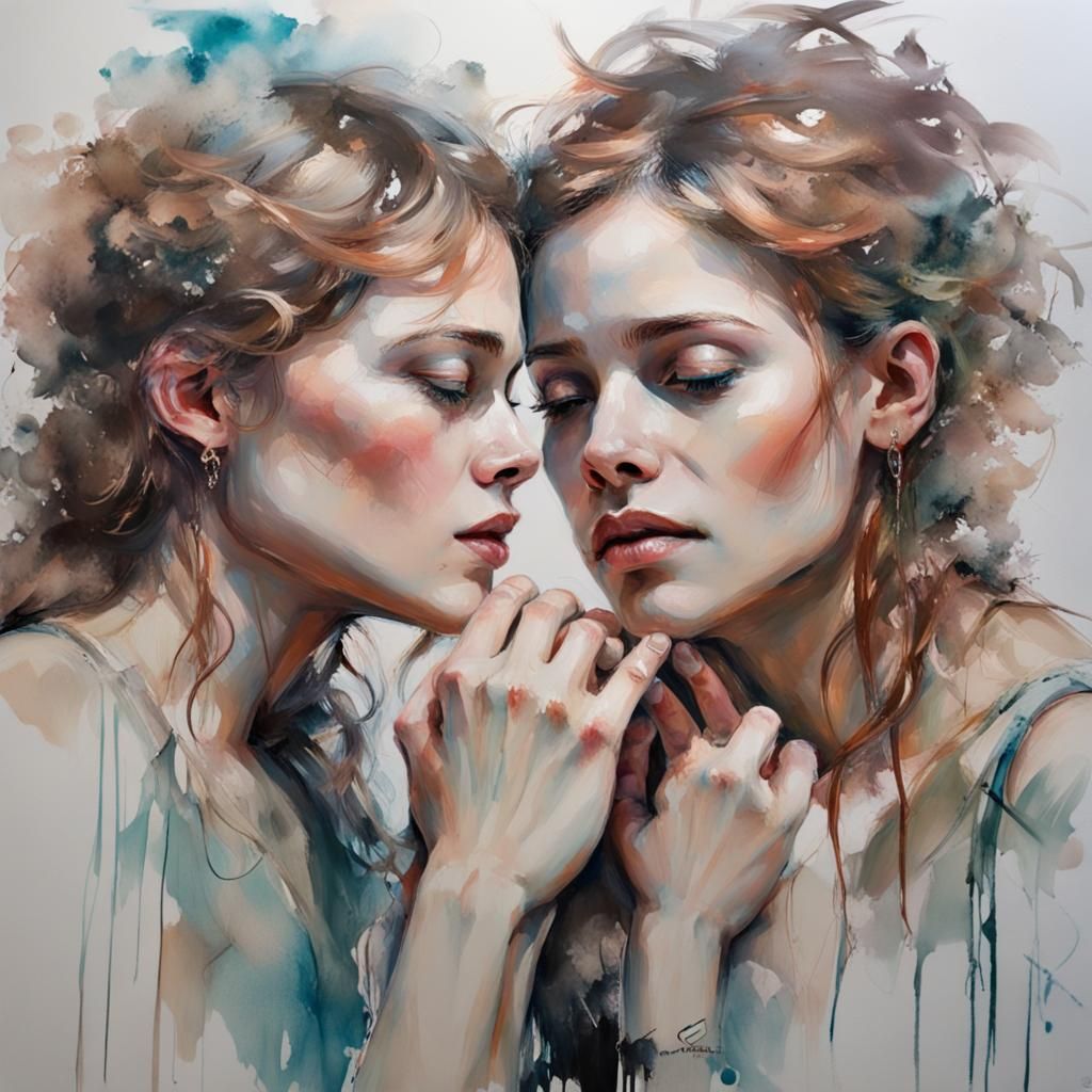 Transgender Twins Embrace Self-Love: Watercolor Portrait