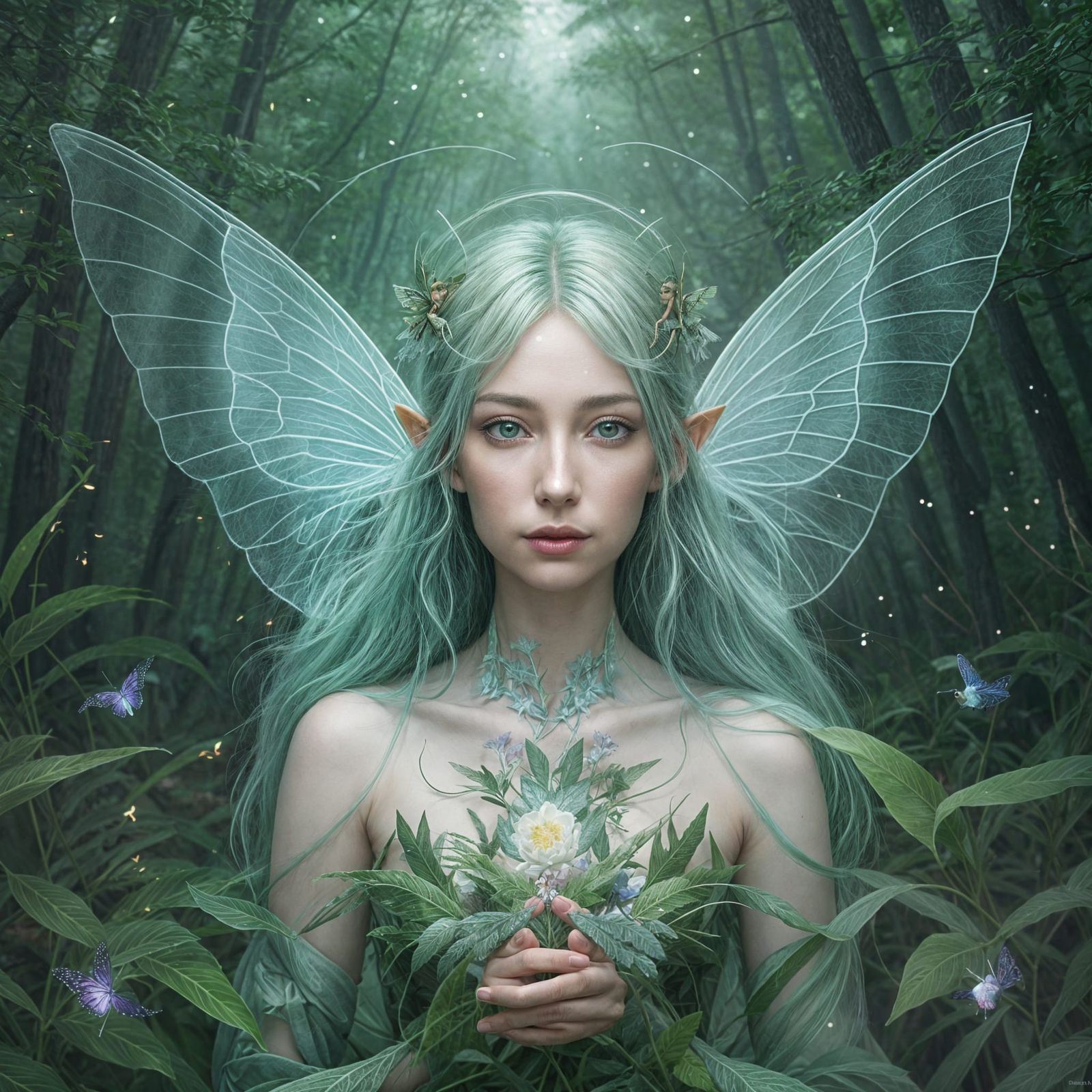 Whimsical Faerie in Moonlit Forest