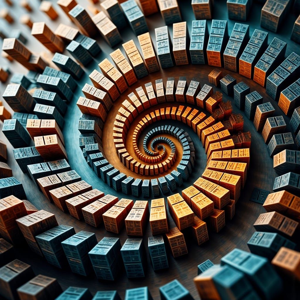 Dominos in Whirlwind Dance of Color and Chaos