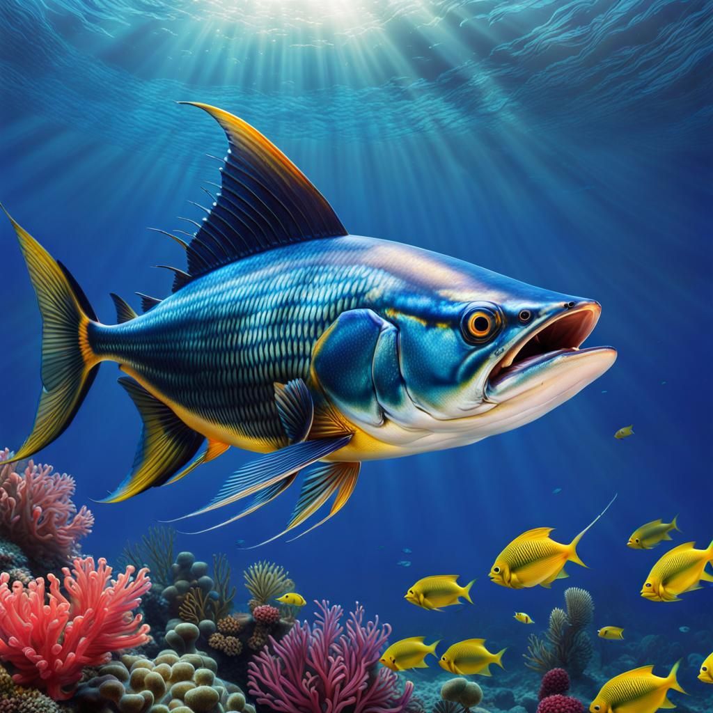 Vibrant Swordfish Chase in Underwater Paradise