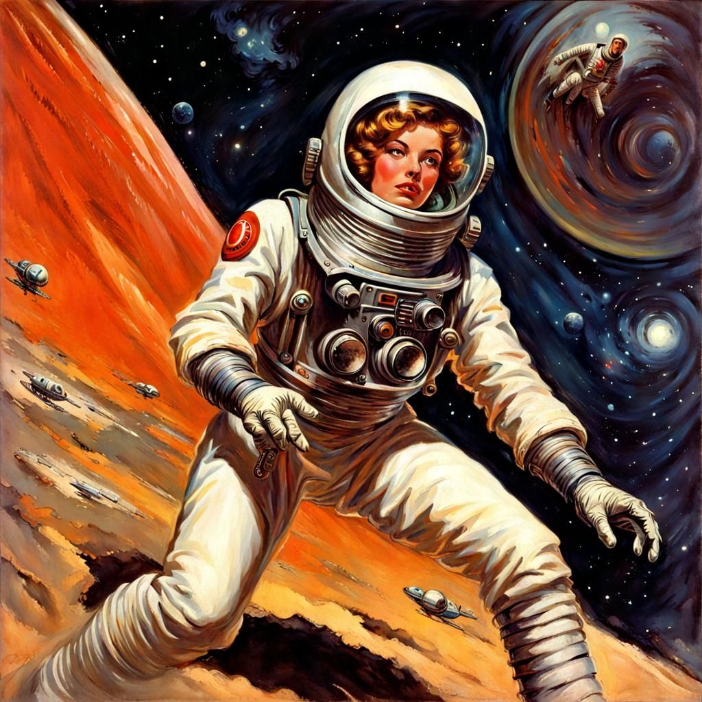 Retro Spacesuit in Pulp Magazine Style