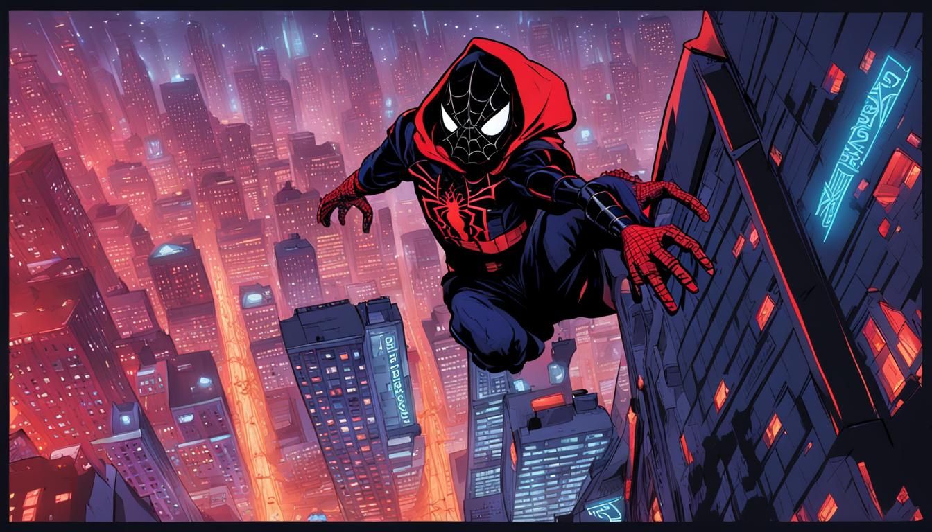 Spider-Man Gainer in Crowded City at Night