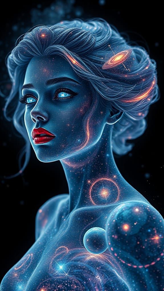 Galactic Woman: Universe Within, Futuristic 3D Art
