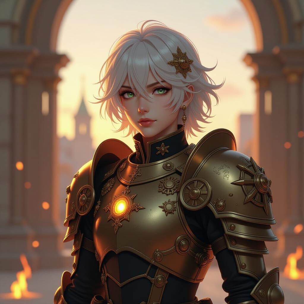 Steampunk Anime Royal in Dramatic Battle Armor