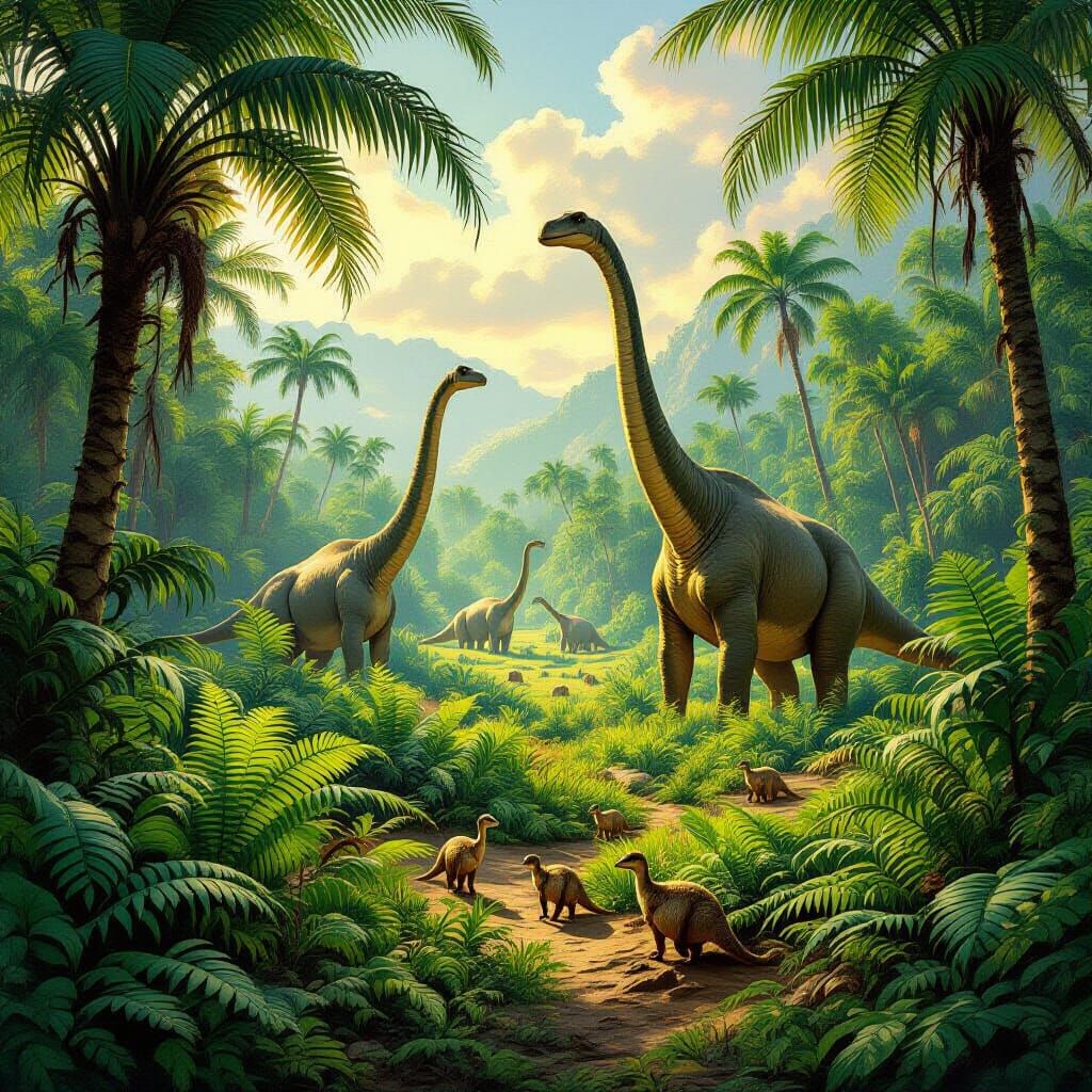 Brachiosaurus in Lush Prehistoric Jungle