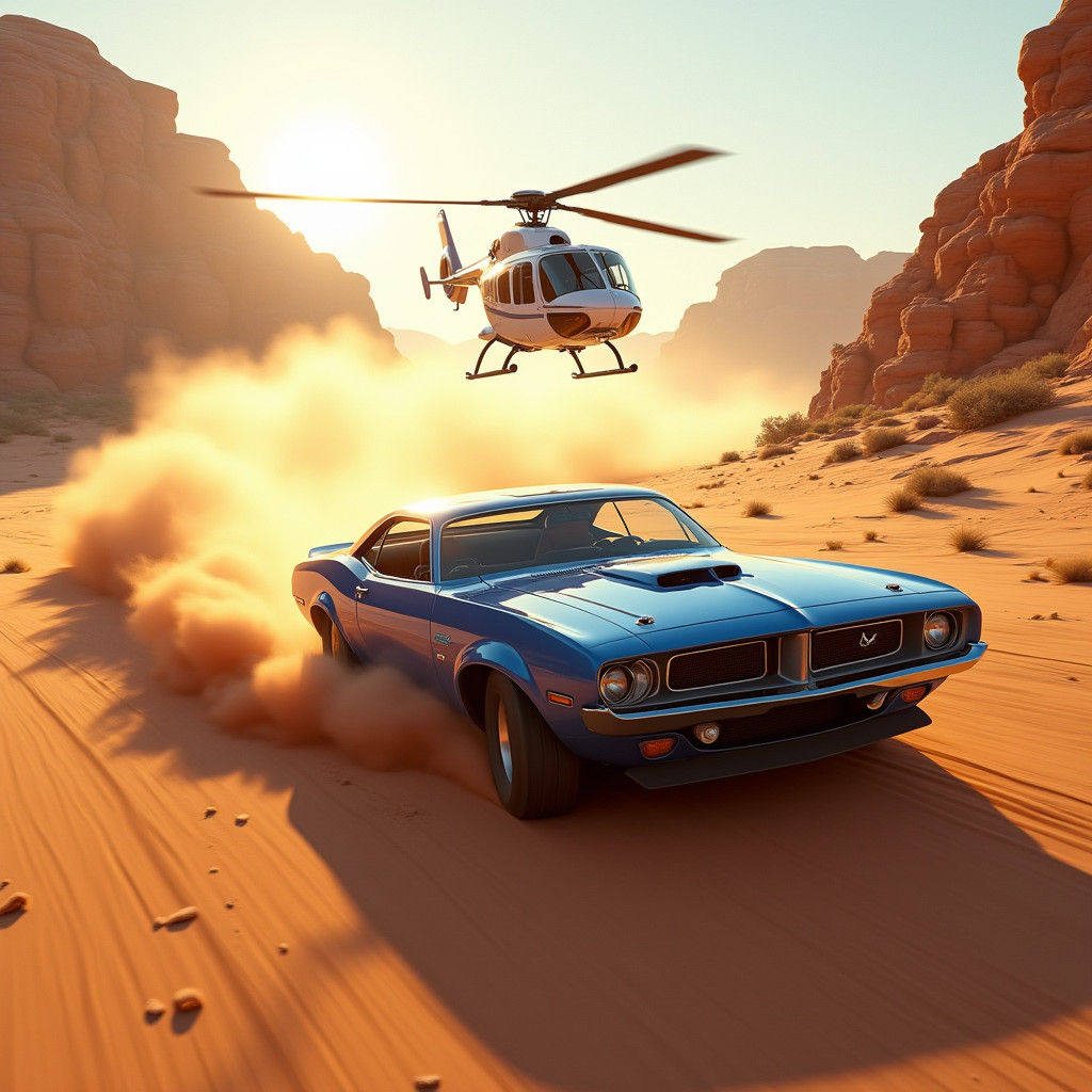 Futuristic Muscle Car Desert Chase in Unreal Engine 5
