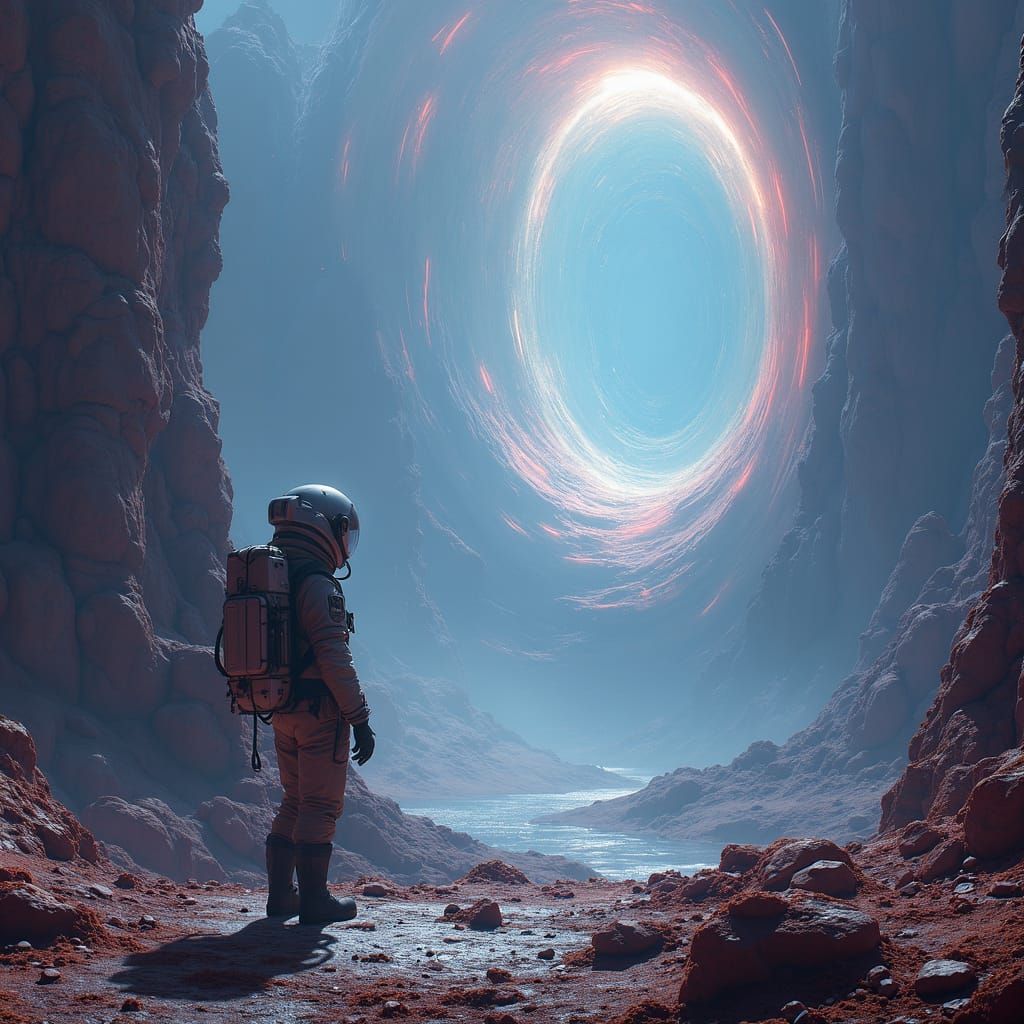 Bioluminescent Canyon on Alien Planet in 3D