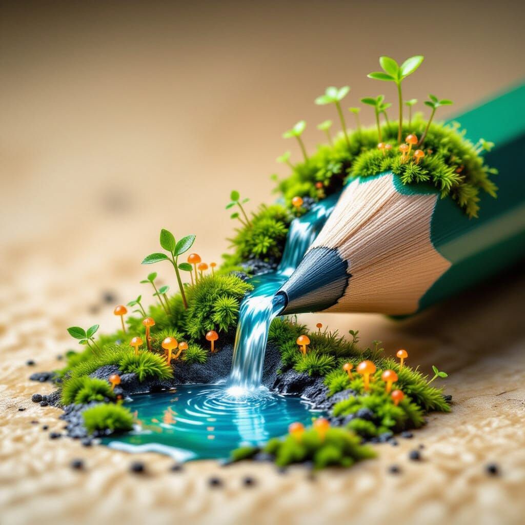 Pencil Tip Ecosystem: Miniature World on Graphite