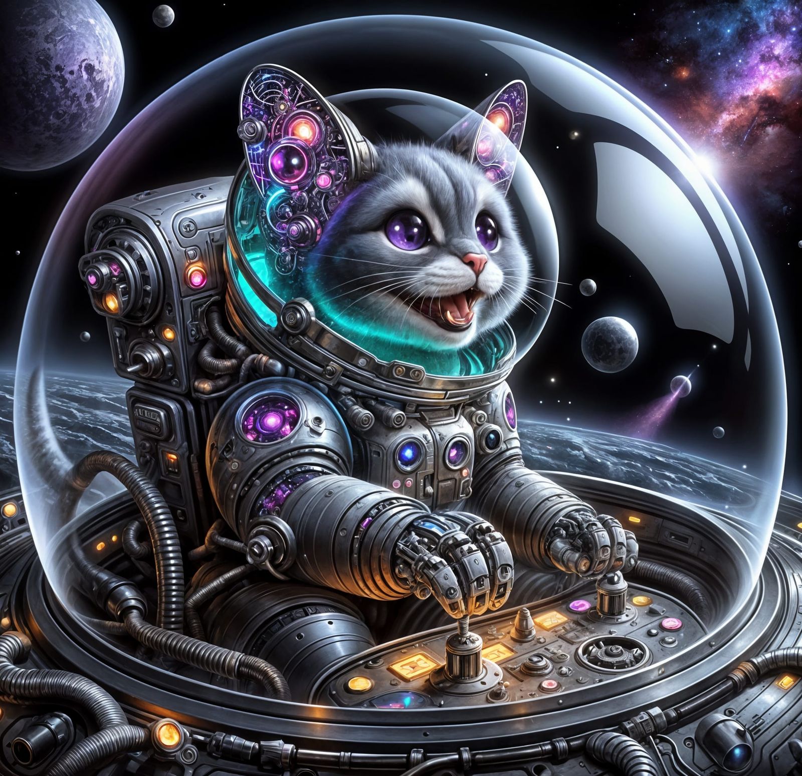 Cyborg Cat Astronaut