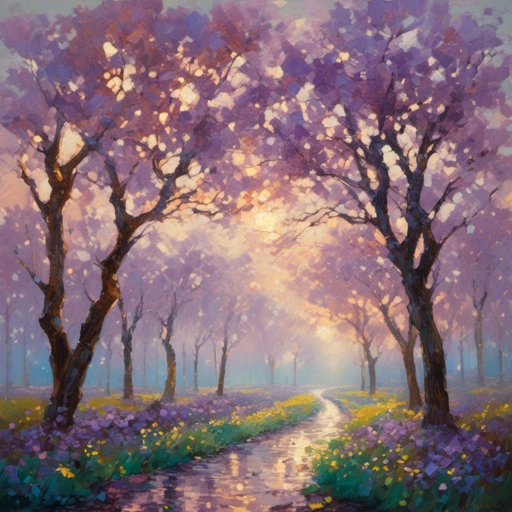 Walking between the Lilac Trees