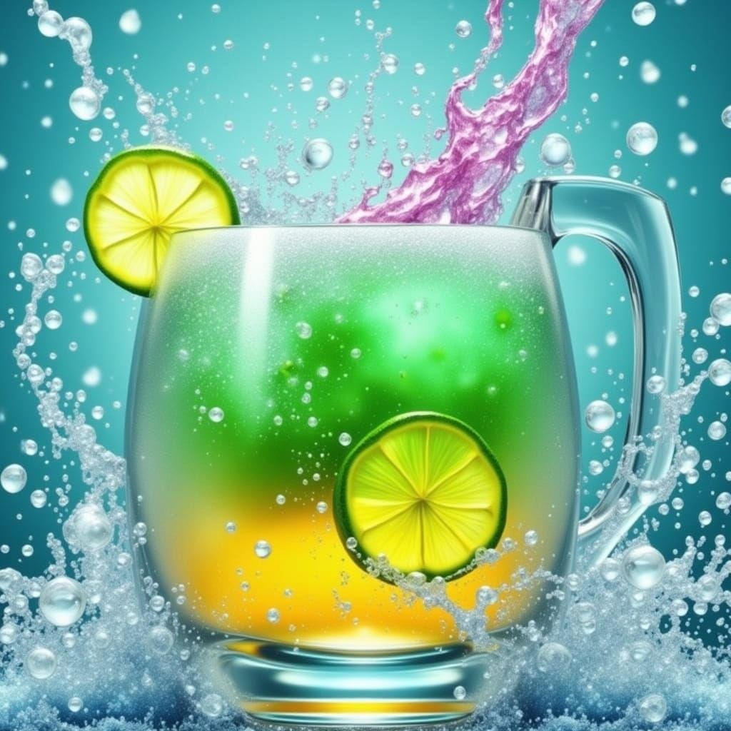 Effervescent Tropical Drink in Crystal Tankard