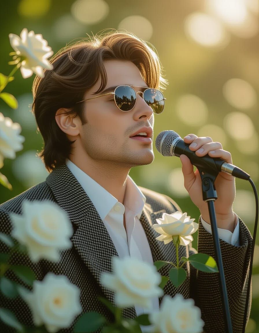 90s Singer in Concert with White Roses