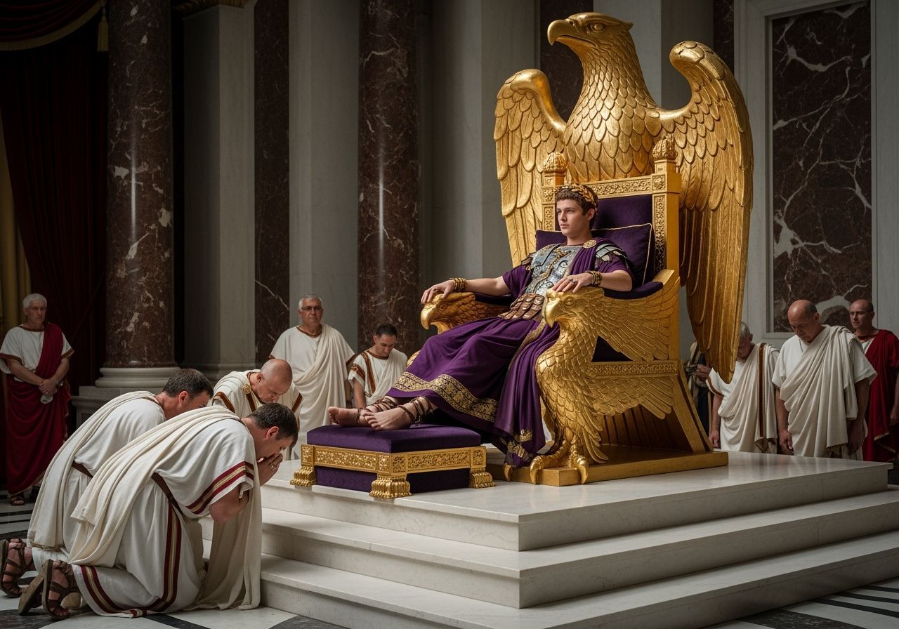Emperor Nero on Eagle Throne in Palace Throne Room