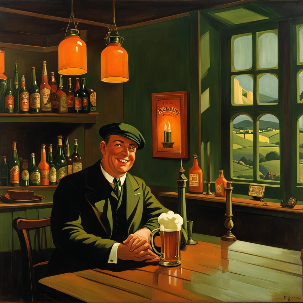 Vintage Tavern Scene from World War One Era