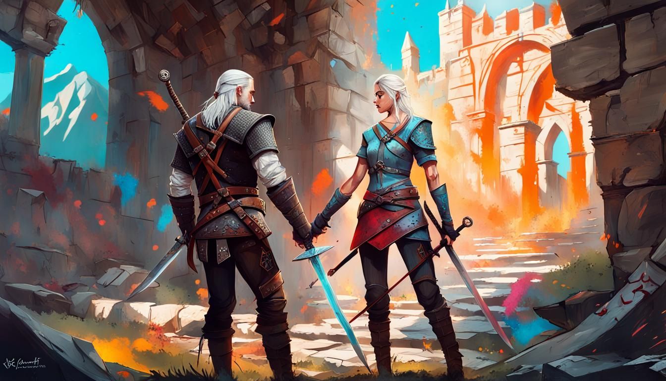 Geralt and Ciri Training: Graffiti Art Inspired by The Witch...