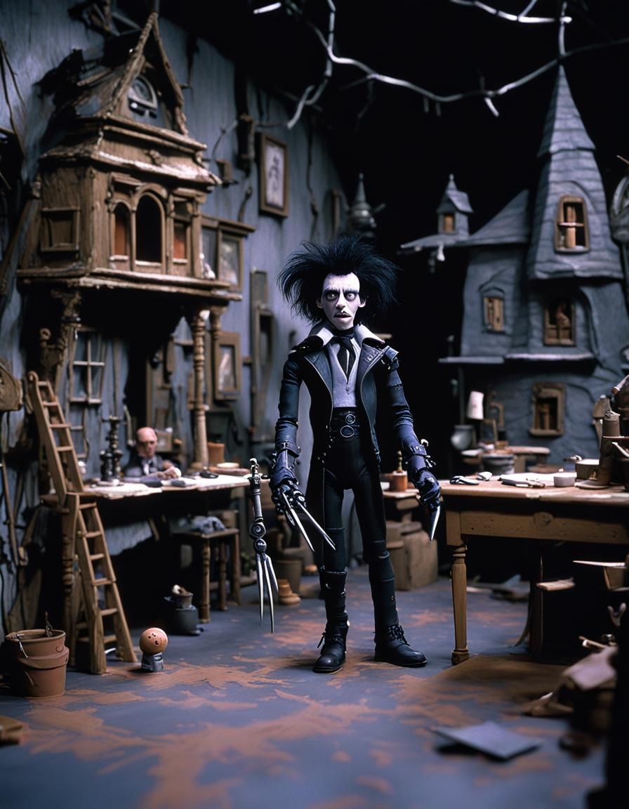 Claymation Edward Scissorhands CGI Matte Painting