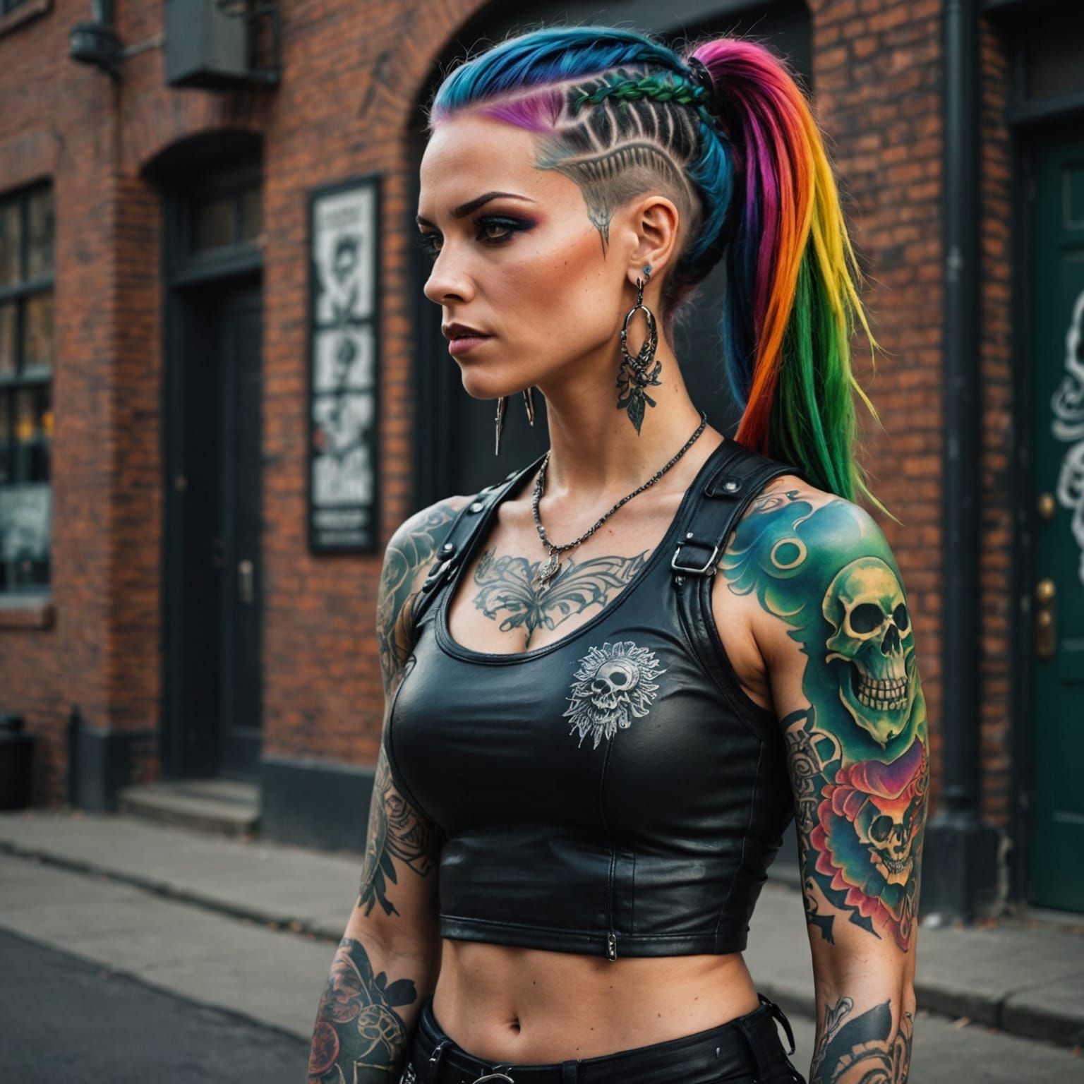 Edgy Punk Goddess in Vibrant Attire