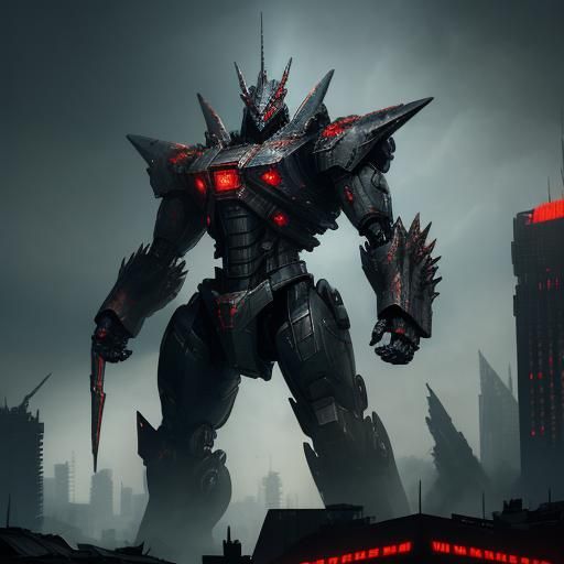 Mechagodzilla-Inspired Gigan in Ruined Cityscape